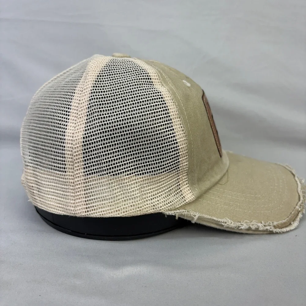 Walk By Faith Christian Cross Distressed Trucker Hat Snapback Leather Patch